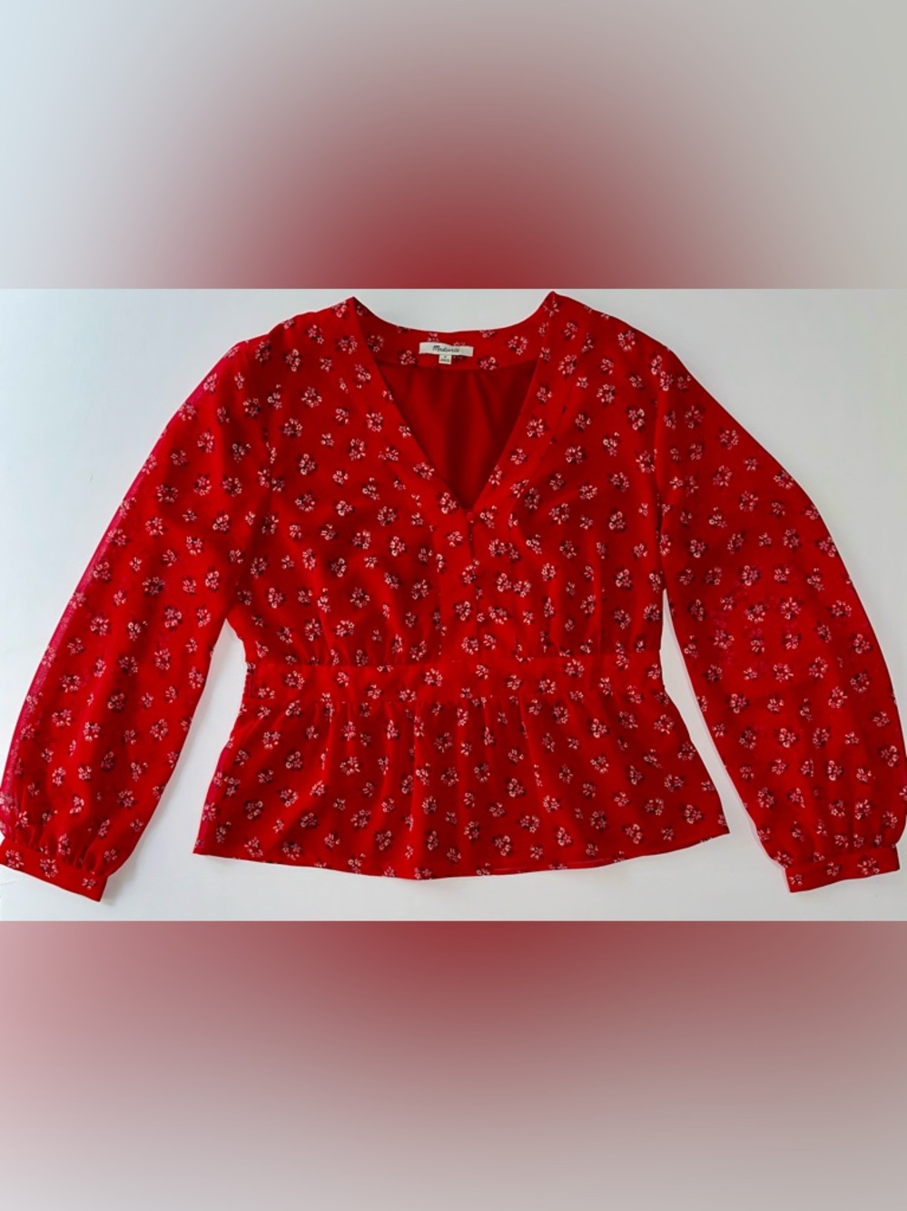 Madewell V-Neck Peplum Top in Little Lilies